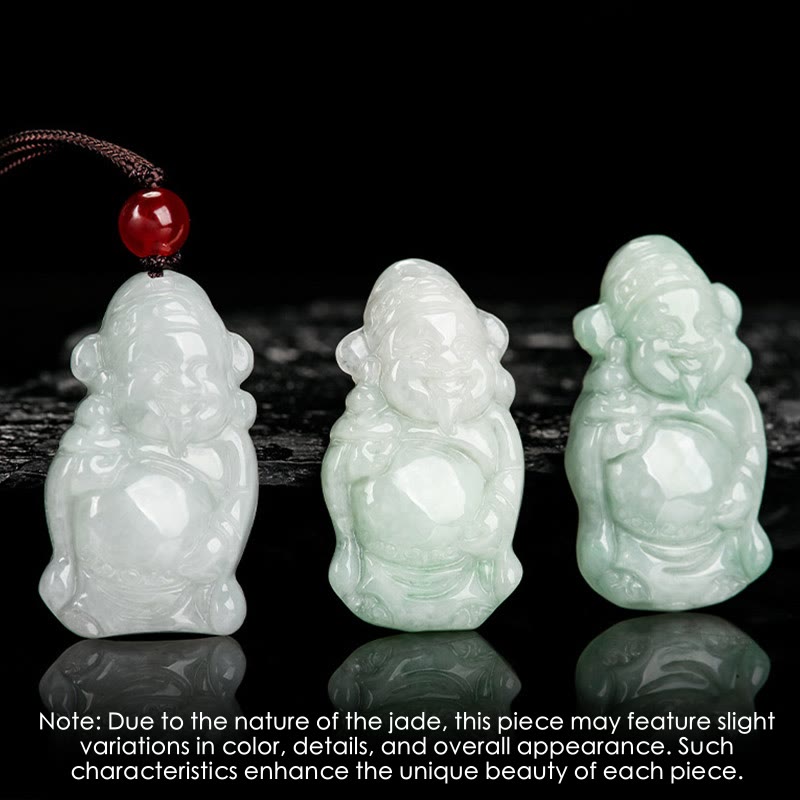 Buddha Stones Natural Jade Cinese Dio della Ricchezza Caishen Lingotto Fortuna Collana Pendente