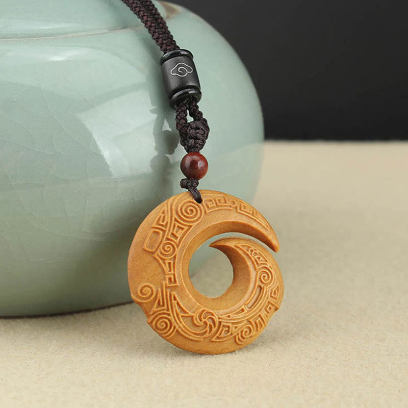 Buddha Stones Legno di ebano Sandalo La fortuna di una persona migliora Modello di design Collana con ciondolo di pace