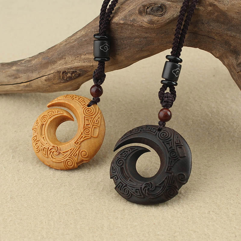 Buddha Stones Legno di ebano Sandalo La fortuna di una persona migliora Modello di design Collana con ciondolo di pace