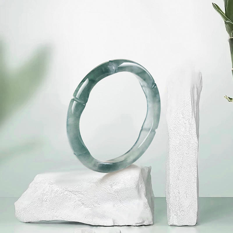 Buddha Stones Natural Jade Bamboo Prosperity Abbondanza