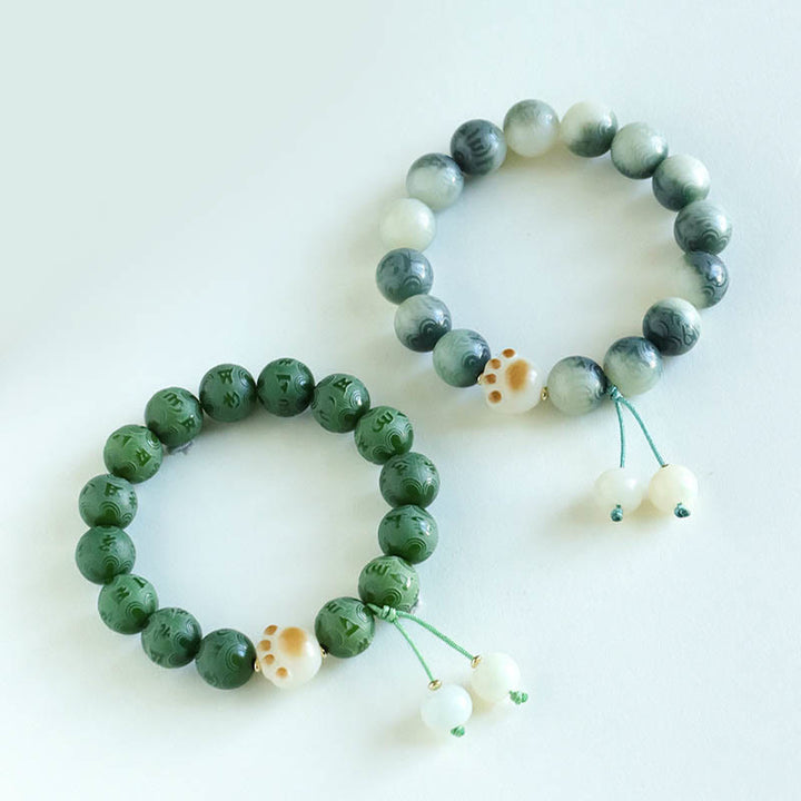 Braccialetto dell'armonia intagliato Buddha Stones Bodhi Seed Om Mani Padme Hum