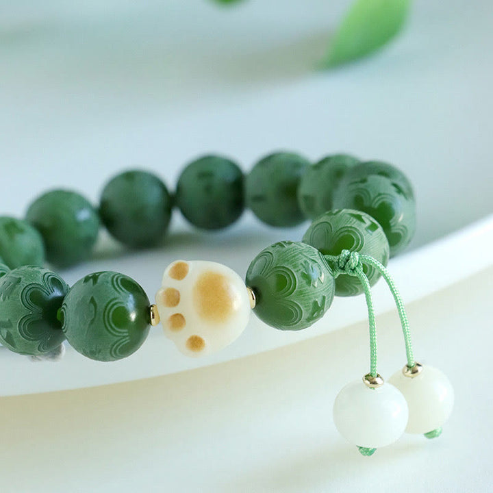 Braccialetto dell'armonia intagliato Buddha Stones Bodhi Seed Om Mani Padme Hum