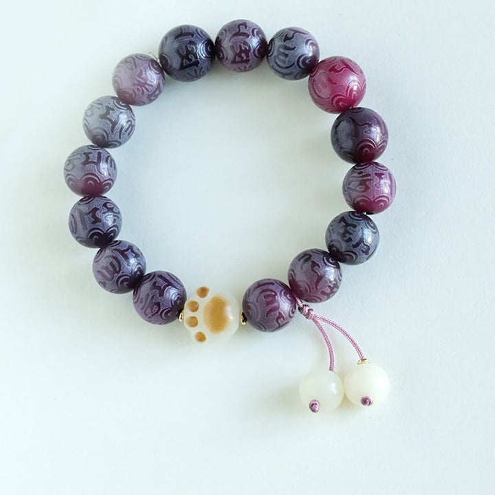 Braccialetto dell'armonia intagliato Buddha Stones Bodhi Seed Om Mani Padme Hum