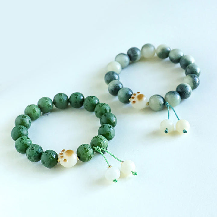 Braccialetto dell'armonia intagliato Buddha Stones Bodhi Seed Om Mani Padme Hum