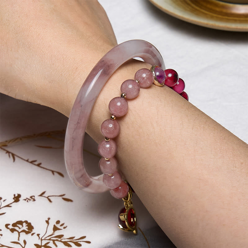 Le Buddha Stones esaltano la felicità e la gioia, set di braccialetti viola