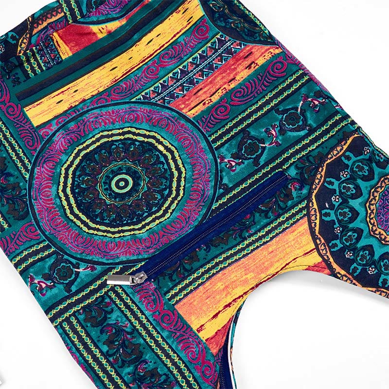 Borsa a tracolla in cotone con motivo a fiori blu Buddha Stones