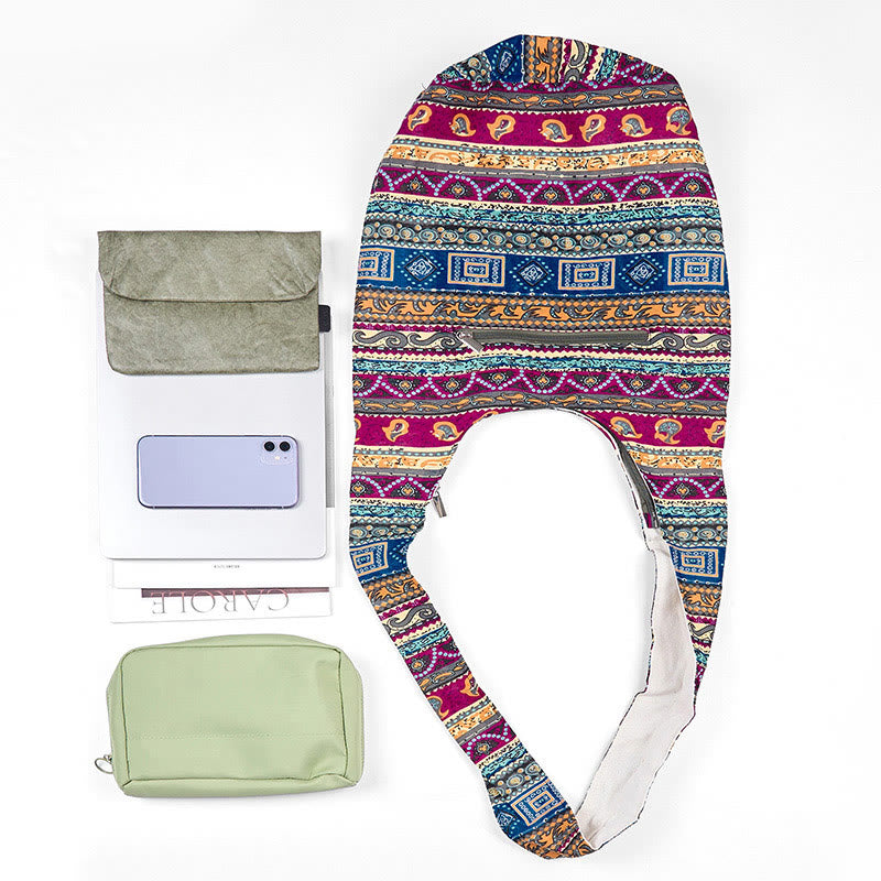 Borsa a tracolla in cotone a strisce colorate Buddha Stones