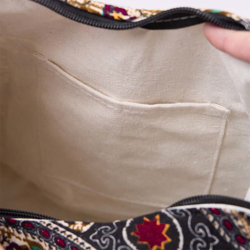 Borsa a tracolla con strisce di elefante in cotone Buddha Stones