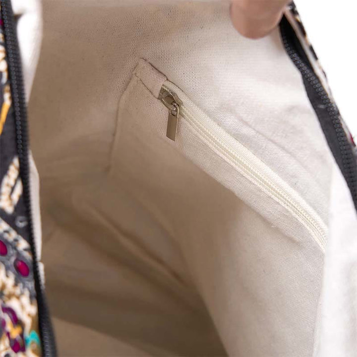 Borsa a tracolla con strisce di elefante in cotone Buddha Stones