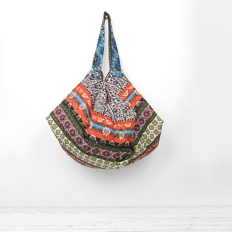 Borsa a tracolla in cotone con motivo a strisce colorate Buddha Stones - image 0