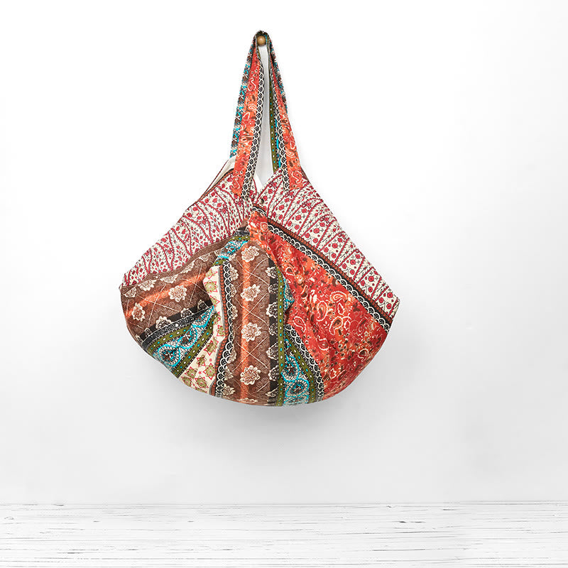 Borsa a tracolla in cotone con motivo a strisce colorate Buddha Stones