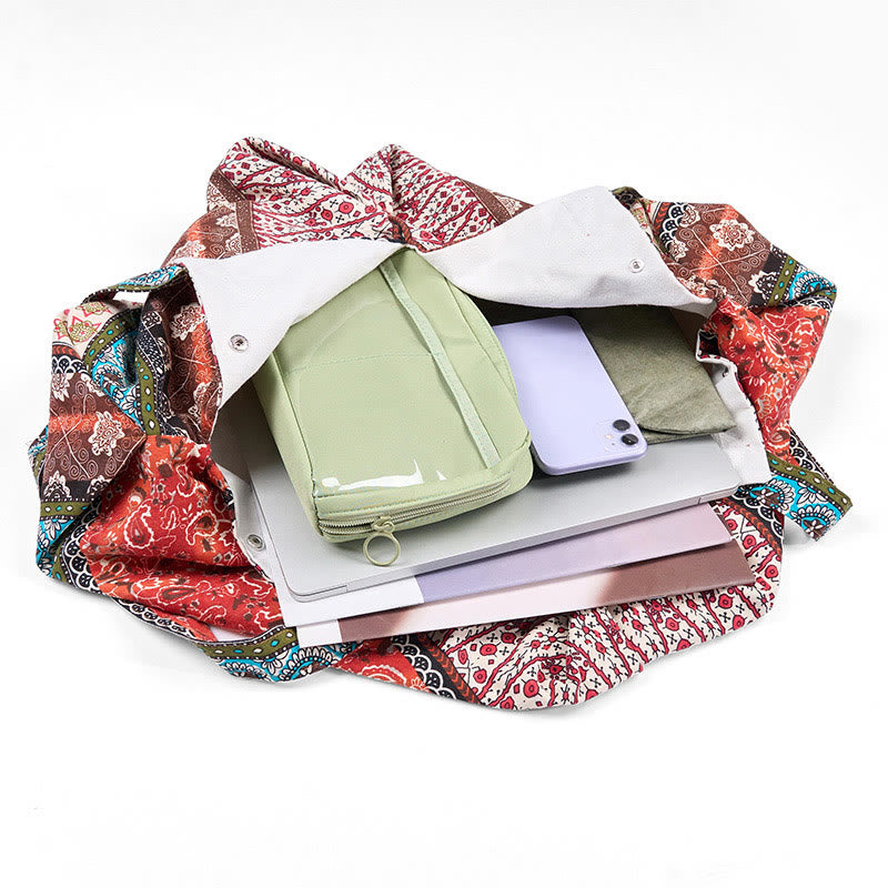 Borsa a tracolla in cotone con motivo a strisce colorate Buddha Stones