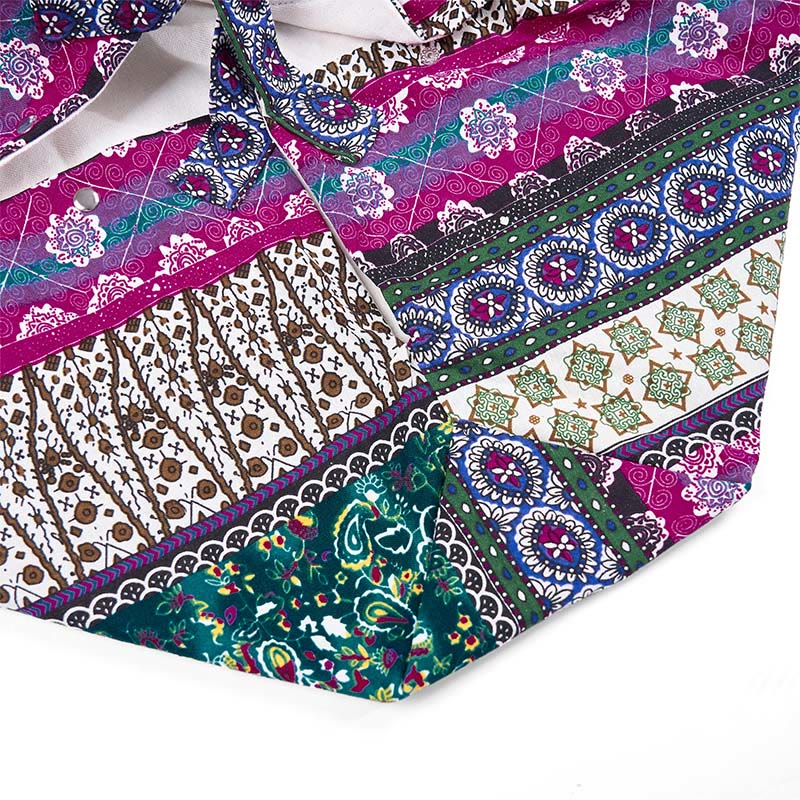 Borsa a tracolla in cotone con motivo a strisce colorate Buddha Stones