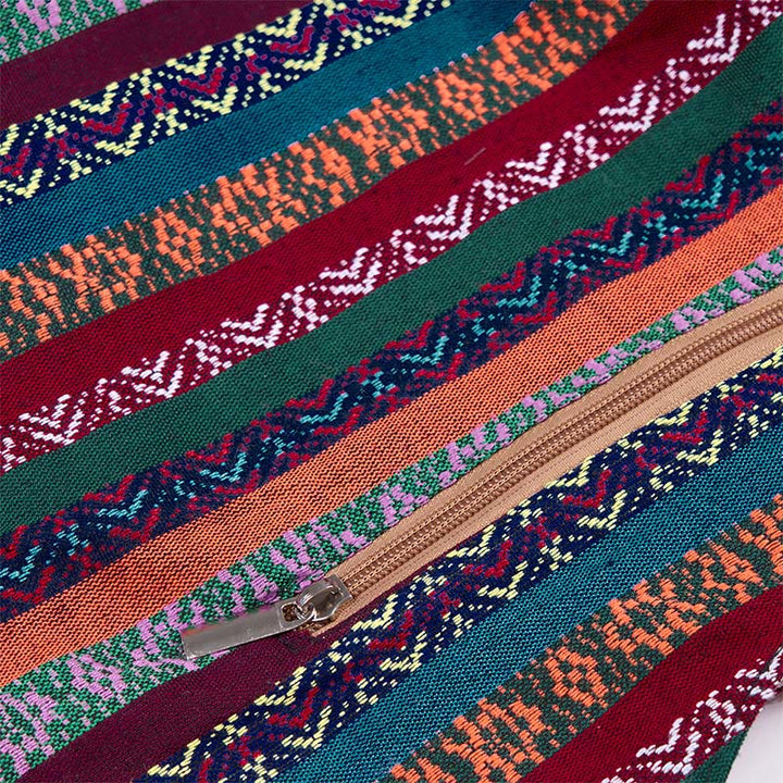 Borsa a tracolla in cotone con motivo a strisce geometriche colorate Buddha Stones