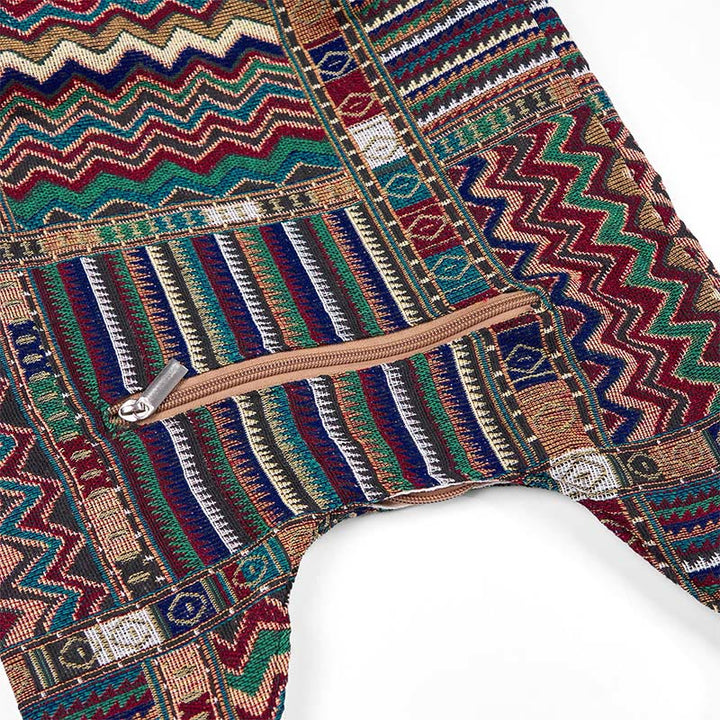 Borsa a tracolla in cotone con motivo a onde marroni e verdi Buddha Stones