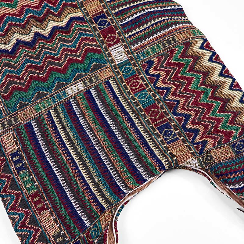 Borsa a tracolla in cotone con motivo a onde marroni e verdi Buddha Stones