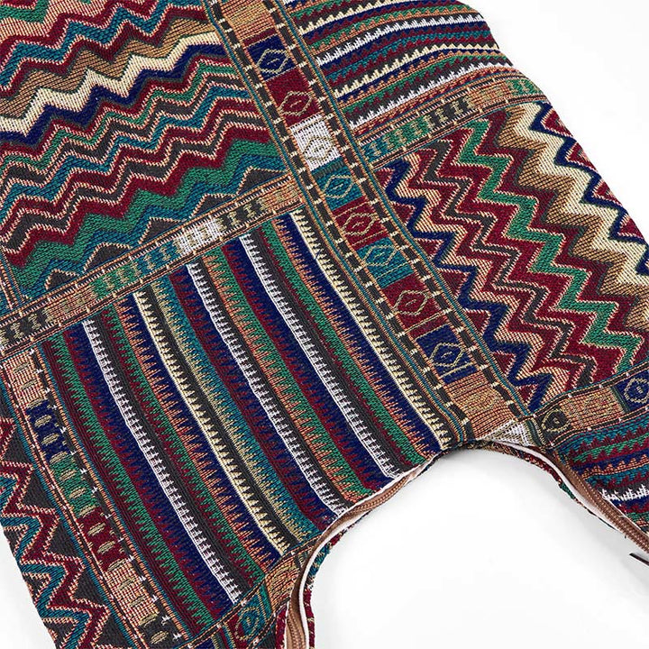 Borsa a tracolla in cotone con motivo a onde marroni e verdi Buddha Stones