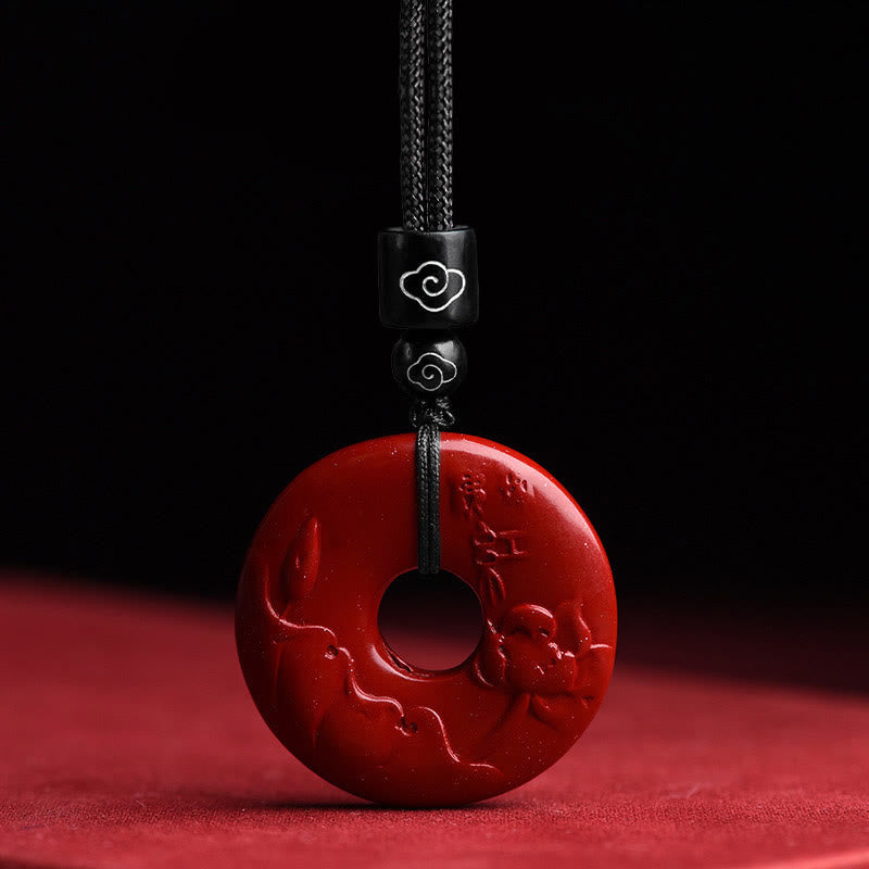 Collana con ciondolo a forma di corda con fibbia per la pace Buddha Stones Cinnabar naturale Lotus - Loto Cinabro - image 6