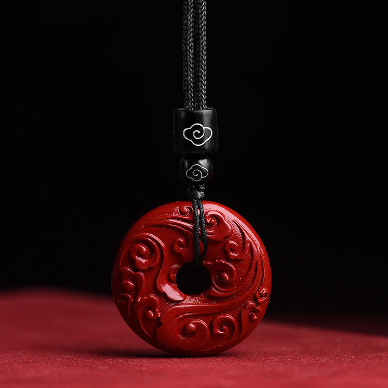 Collana con ciondolo a forma di corda con fibbia per la pace Buddha Stones Cinnabar naturale Lotus - Nuvole di buon auspicio di cinabro - image 1