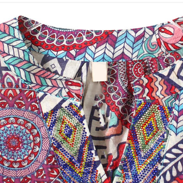 Camicia con mezza abbottonatura e mandala geometrico da donna Buddha Stones