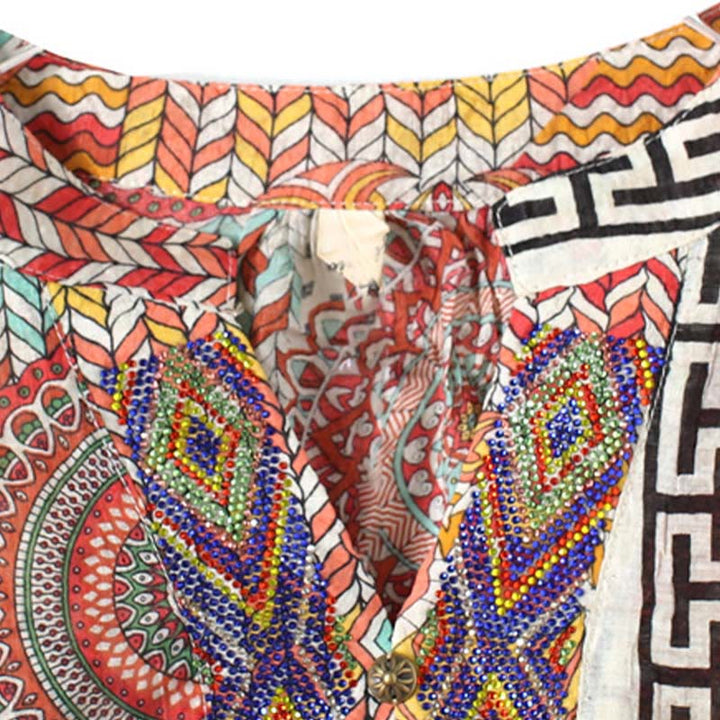 Camicia con mezza abbottonatura e mandala geometrico da donna Buddha Stones