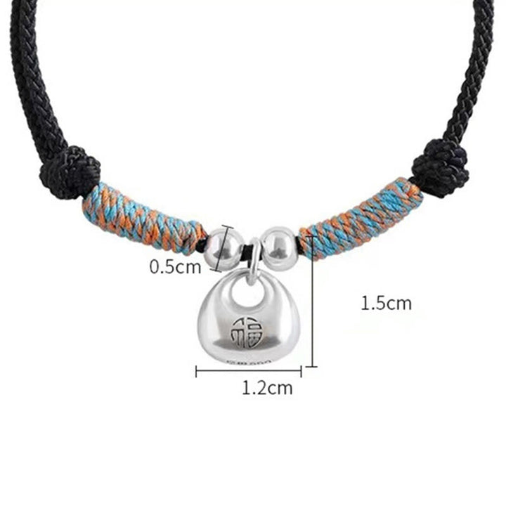 Bracciale intrecciato con carattere Fu in argento sterling 925 fatto a mano con Buddha Stones, sicuro e fortunato - image 3