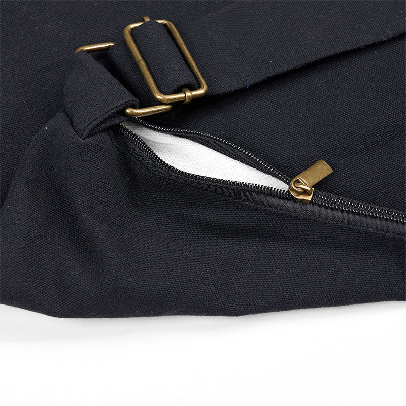 Borsa a tracolla in cotone con motivo a strisce blu e rosso Buddha Stones