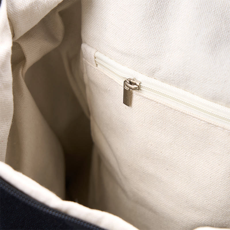 Borsa a tracolla in cotone con motivo a strisce blu e rosso Buddha Stones