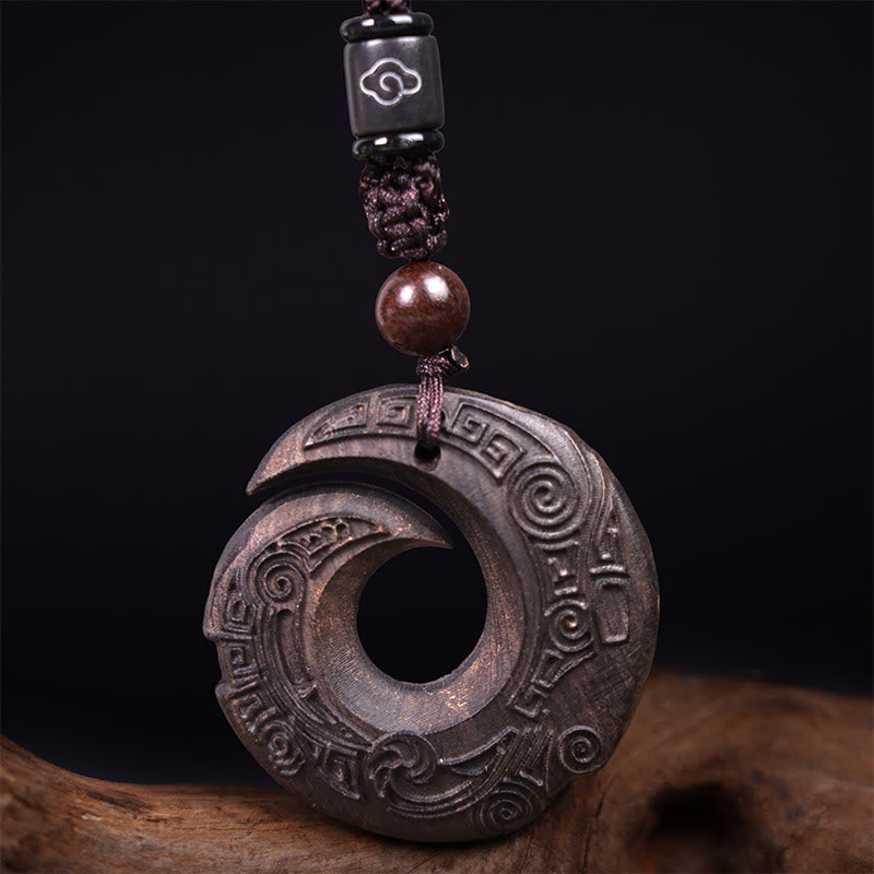 Buddha Stones Legno di ebano Sandalo La fortuna di una persona migliora Modello di design Collana con ciondolo di pace