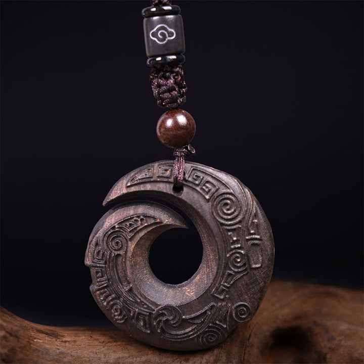 Buddha Stones Legno di ebano Sandalo La fortuna di una persona migliora Modello di design Collana con ciondolo di pace