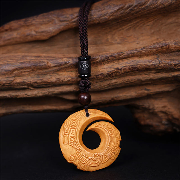 Buddha Stones Legno di ebano Sandalo La fortuna di una persona migliora Modello di design Collana con ciondolo di pace