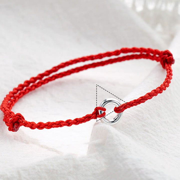 Buddha Stones 925 Sterling Silver Peace Buckle Luck String Braid Rope Cavigliera - image 4