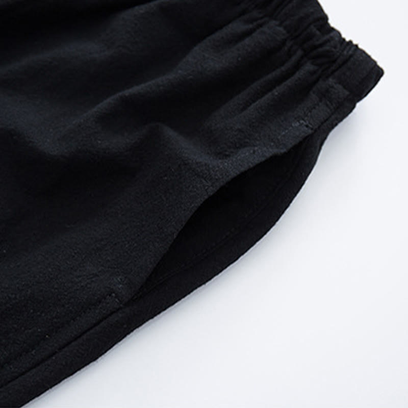 Pantaloni casual con coulisse in cotone e lino tinta unita da uomo Buddha Stones con tasche - image 3