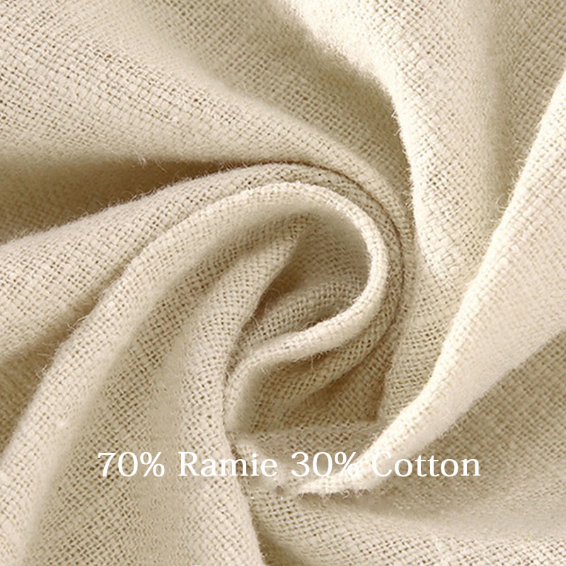 Pantaloni corti con coulisse in lino ramiè tinta unita da uomo Buddha Stones con tasche - image 9