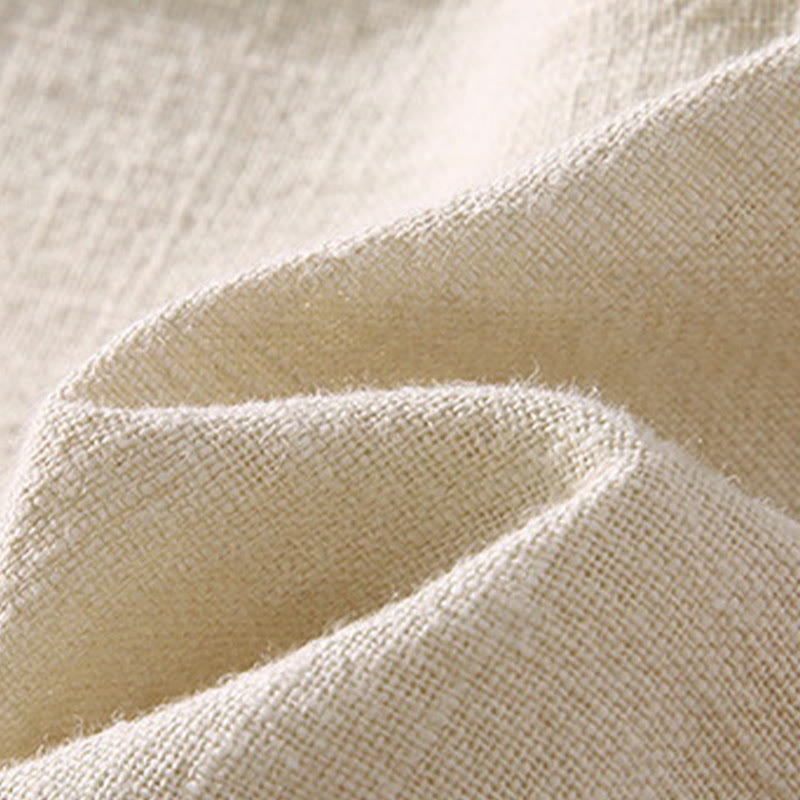 Pantaloni corti con coulisse in lino ramiè tinta unita da uomo Buddha Stones con tasche - image 8