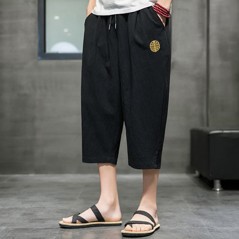 Pantaloni corti da uomo in lino con coulisse e tasche Buddha Stones Summer - image 15