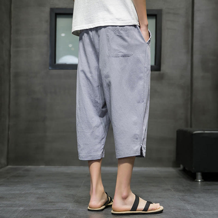 Pantaloni corti da uomo in lino con coulisse e tasche Buddha Stones Summer - image 20