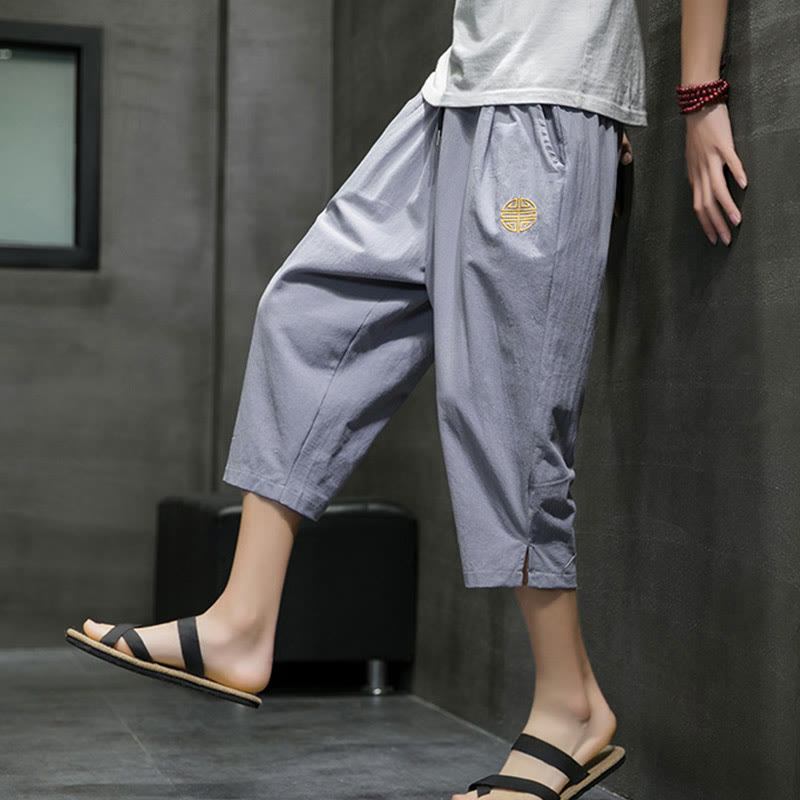 Pantaloni corti da uomo in lino con coulisse e tasche Buddha Stones Summer - image 24