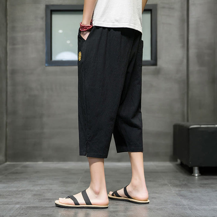 Pantaloni corti da uomo in lino con coulisse e tasche Buddha Stones Summer - image 12