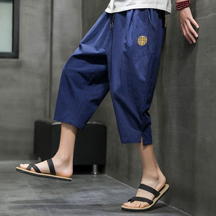 Pantaloni corti da uomo in lino con coulisse e tasche Buddha Stones Summer - image 9