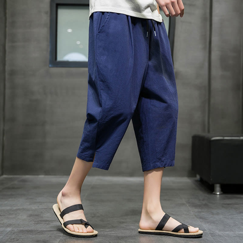 Pantaloni corti da uomo in lino con coulisse e tasche Buddha Stones Summer - image 4