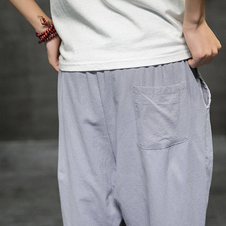 Pantaloni corti da uomo in lino con coulisse e tasche Buddha Stones Summer - image 28