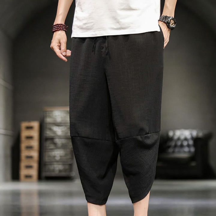 Pantaloni corti da uomo in cotone e lino con tasche Buddha Stones Summer Solid - image 30
