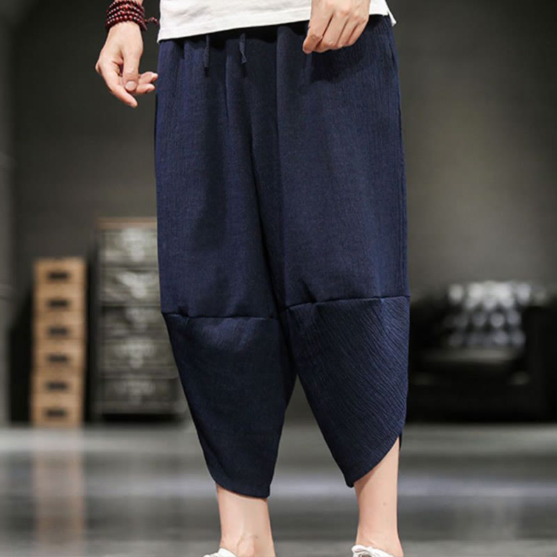 Pantaloni corti da uomo in cotone e lino con tasche Buddha Stones Summer Solid - image 22