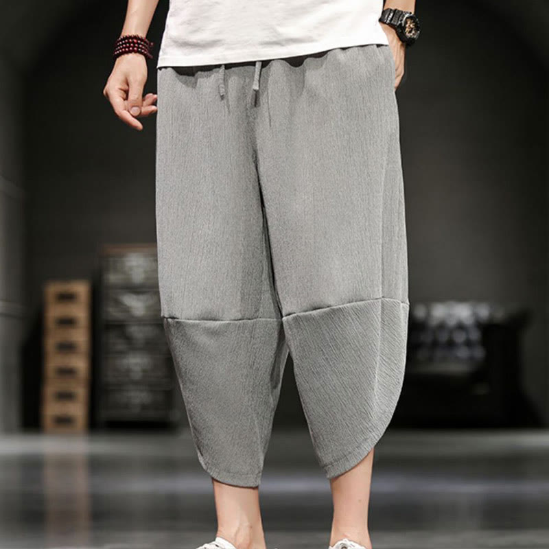 Pantaloni corti da uomo in cotone e lino con tasche Buddha Stones Summer Solid - image 8