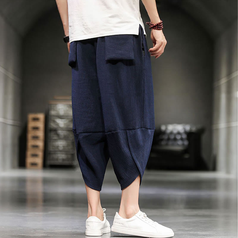 Pantaloni corti da uomo in cotone e lino con tasche Buddha Stones Summer Solid - image 20