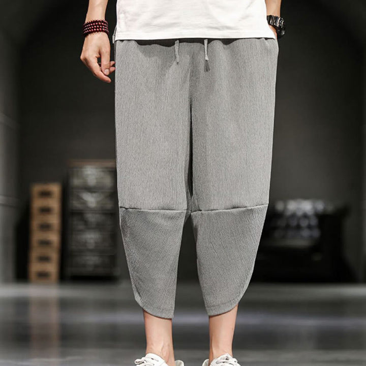 Pantaloni corti da uomo in cotone e lino con tasche Buddha Stones Summer Solid - image 9