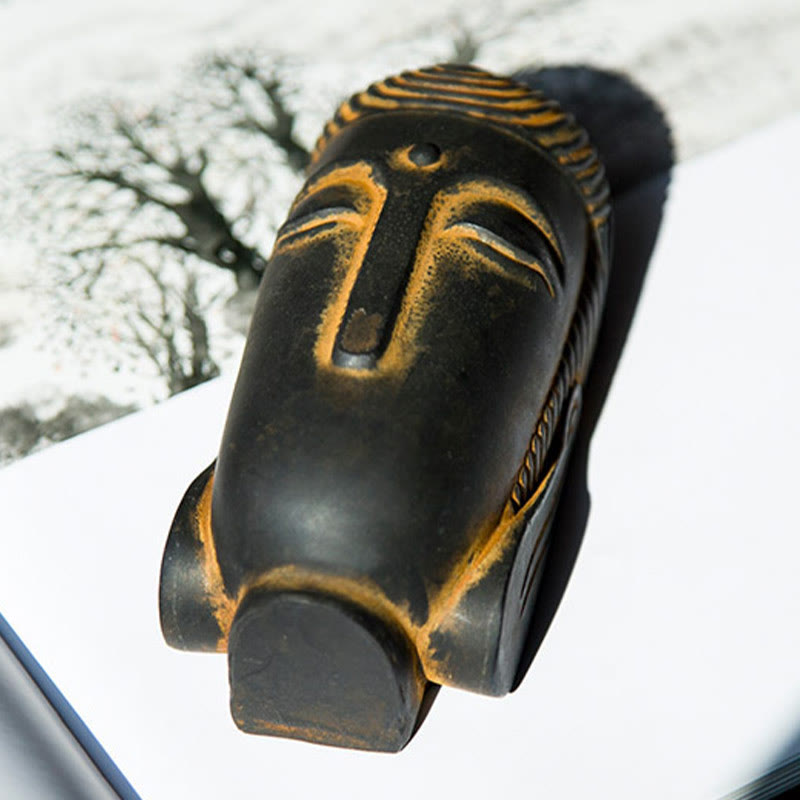 Buddha Stones Occhi Chiusi Buddha in Meditazione Statua in Resina Ruggine Polvere di Ferro Decorazione per la Casa
