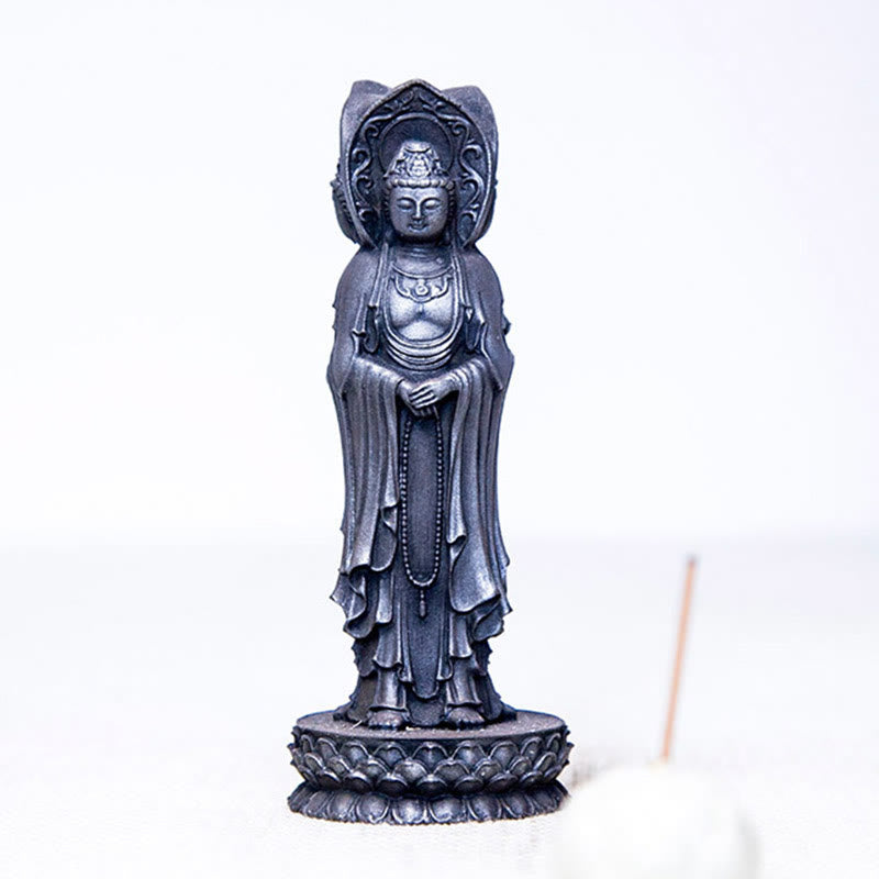 Buddha Stones Triangolare Kwan Yin Avalokitesvara Ferro Polvere Ruggine Resina Statua Ricchezza Decorazione Scrivania
