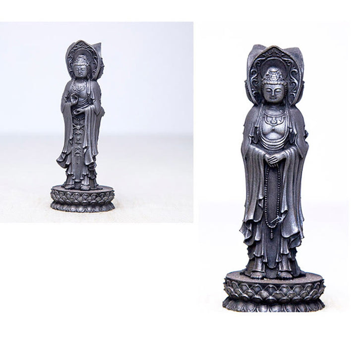 Buddha Stones Triangolare Kwan Yin Avalokitesvara Ferro Polvere Ruggine Resina Statua Ricchezza Decorazione Scrivania